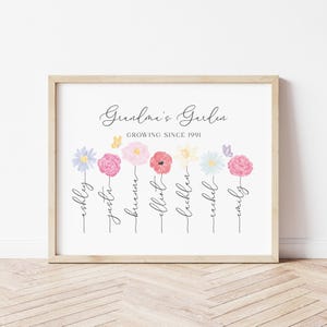 CUSTOM BIRTH FLOWER, Grandmas Garden, Personalised Mothers Day Gift, Birth Flower Print, Digital Print, Watercolour Birth Month Flowers