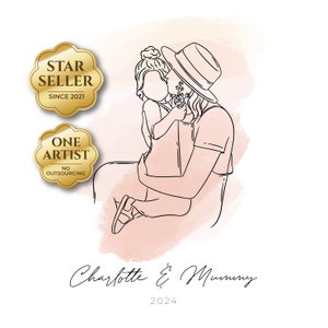 MOTHERS DAY GIFTS, Custom Portrait, Christmas Gift, Custom Illustration, Line Art, Family Portrait, Couples Portrait, Personalised Gift