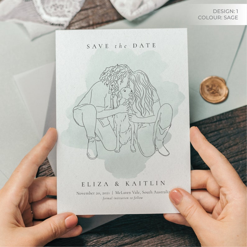 SAVE THE DATE, Wedding Invite, Digital Files, Line Art, Printable Invitation, Custom Line Drawing, Custom Wedding Invite, Personalised Art image 7