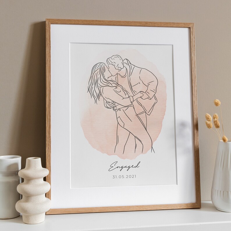 ENGAGEMENT GIFT, Proposal Gift, Custom Illustration, Digital Art, Custom Portrait, Anniversary Gift, Couples Portrait, Valentines Gift, Art image 3