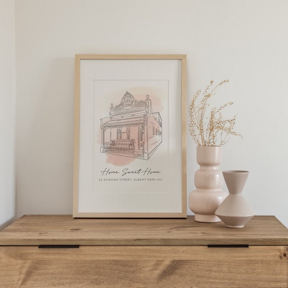 HOUSE ILLUSTRATION, Digital Print, Line Drawing, Home Portrait, Home Decor, Realtor Closing Gift, New Home Gift, House Drawing From Photo