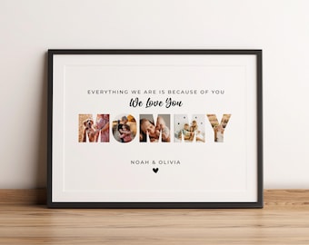 PHOTO COLLAGE for Mum, Digital Last Minute Gift for Mother&#39;s Day, Personalised Gift for Mum, First Mother&#39;s Day Gift Idea Kids, Collage Art