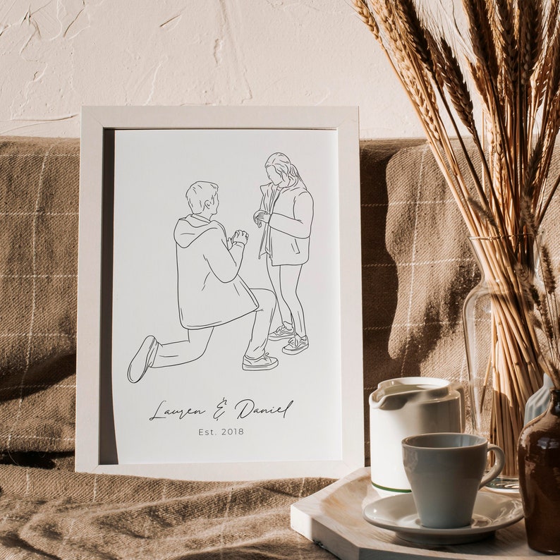 ENGAGEMENT GIFT, Proposal Gift, Custom Illustration, Digital Art, Custom Portrait, Anniversary Gift, Couples Portrait, Valentines Gift, Art image 5