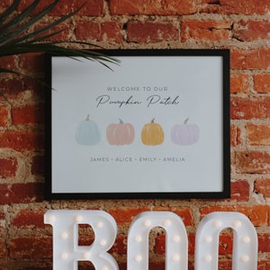 HALLOWEEN DECOR, Personalized Welcome To Our Pumpkin Patch Digital Print, Pumpkin Decor, Halloween Family Print, Halloween Family Sign Art zdjęcie 5