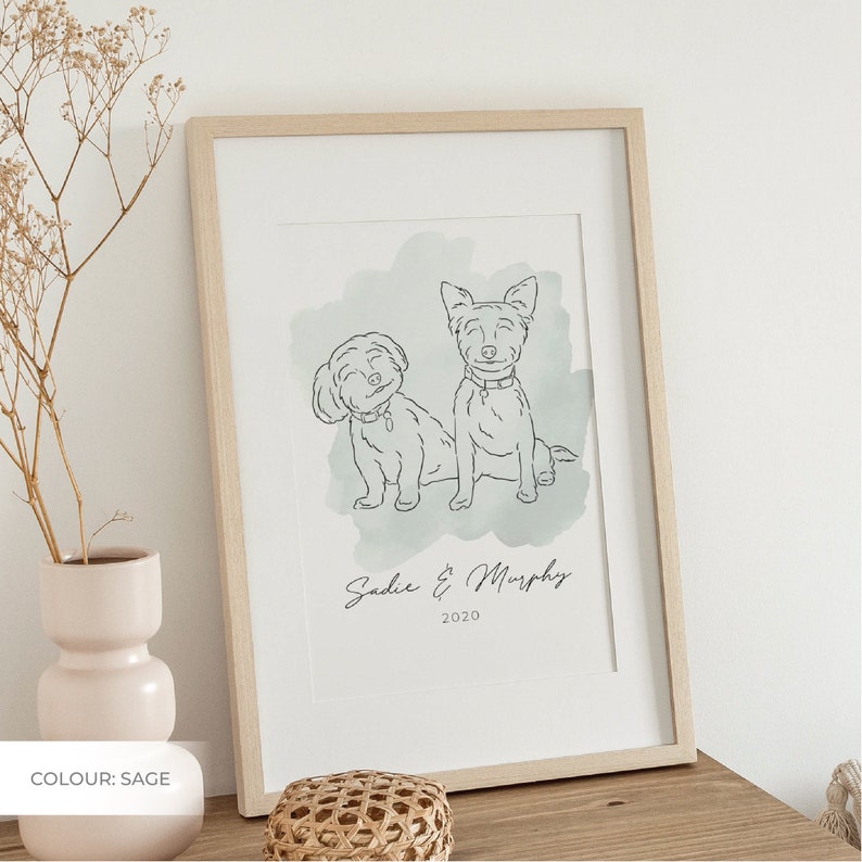 CUSTOM PET PORTRAIT, Pet Illustration, Digital Art, Line Drawing, Dog Drawing, Cat Drawing, Pet Memorial, Custom Line Art, Christmas Gift image 2