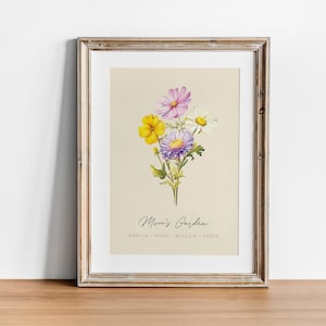 GEBURTS-BLUME Familienblumenstrauß Benutzerdefinierte Digitaldruck, personalisiertes Geschenk für Mutter, Mutters Garten, benutzerdefinierte Blumenstrauß, Hochzeitsgeschenk für Paare