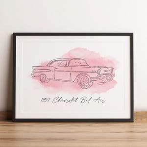 カスタムカーイラスト、写真からの車の絵、車愛好家へのギフト、バイクのプリント、彼氏へのギフト、お父さんへのギフト、彼へのギフト
