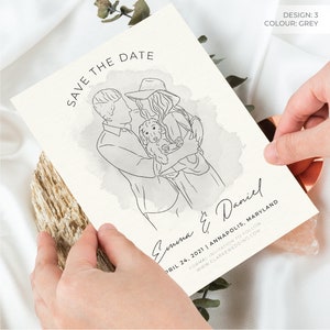 SAVE THE DATE, Wedding Invite, Digital Files, Line Art, Printable Invitation, Custom Line Drawing, Custom Wedding Invite, Personalised Art image 8