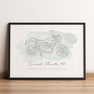 CUSTOM MOTORCYCLE ILLUSTRATION, Motorbike Drawing from Photo, Motorcycle Print Art, Hand Drawn Motorcycle, Gift for Boyfriend, Gift for Him