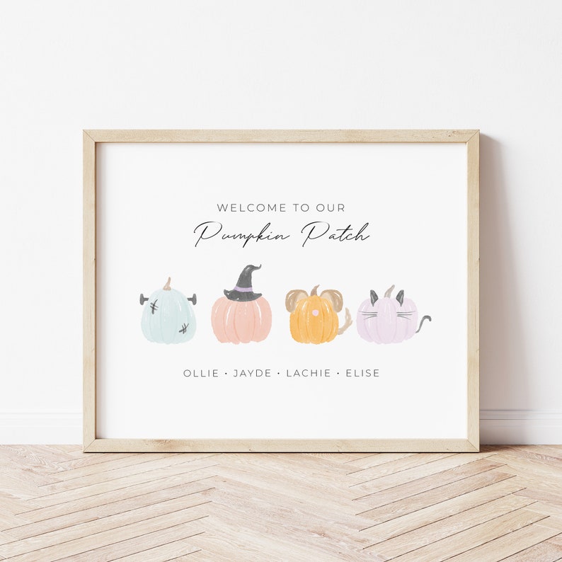 HALLOWEEN DECOR, Personalized Welcome To Our Pumpkin Patch Digital Print, Pumpkin Decor, Halloween Family Print, Halloween Family Sign Art zdjęcie 10