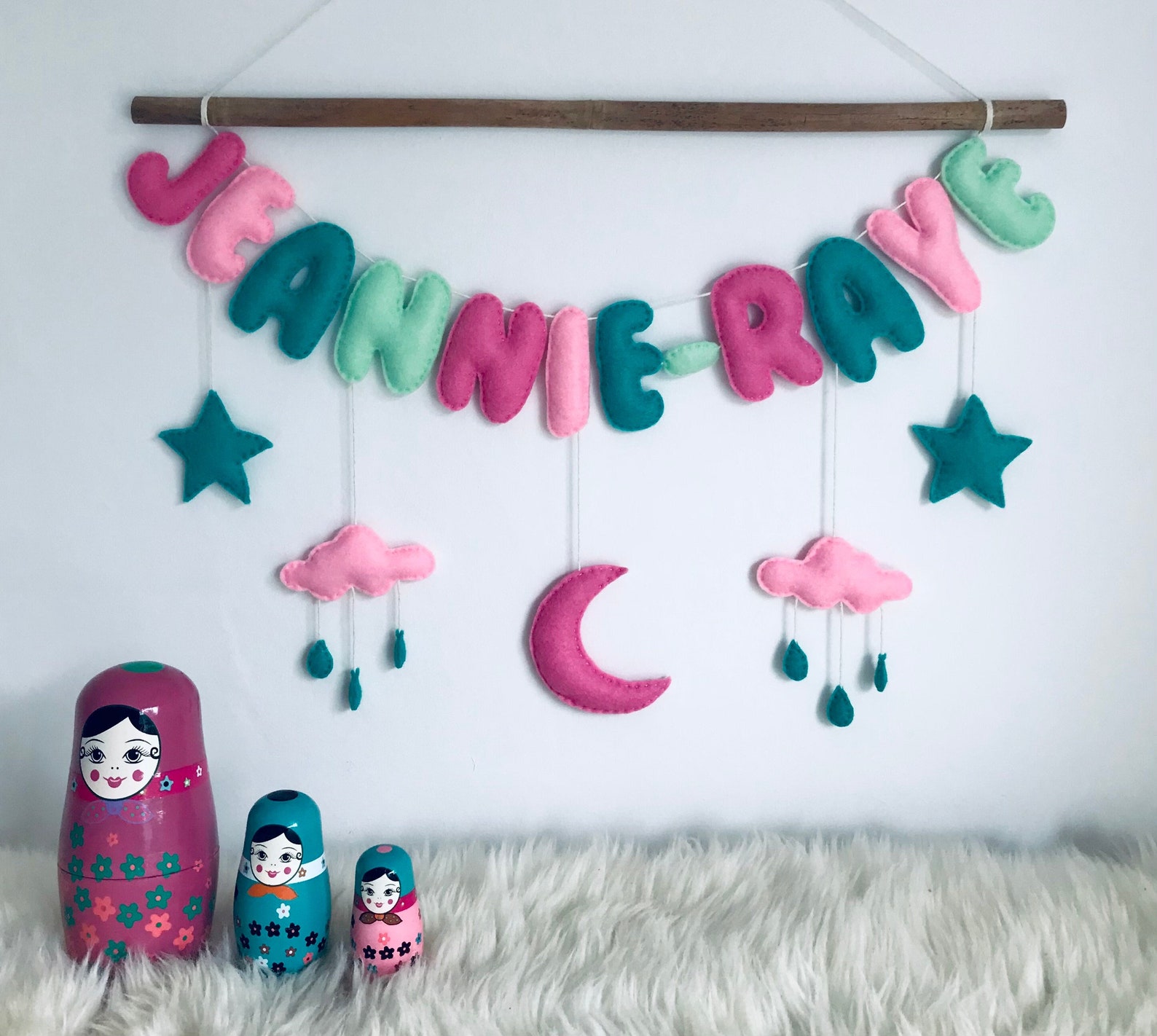 Felt Personalised Name Wall Hanging. Blush Dusky Pinks Etsy