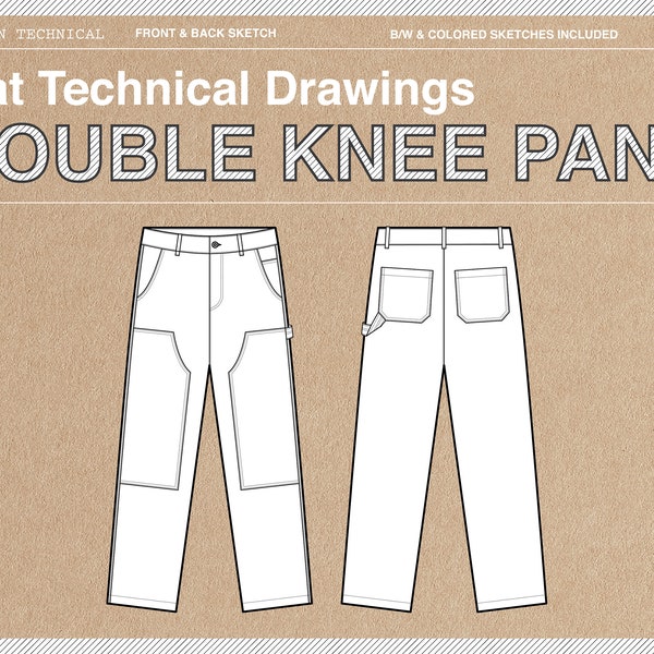 Fashion Technical Drawing - Double Knee Pant