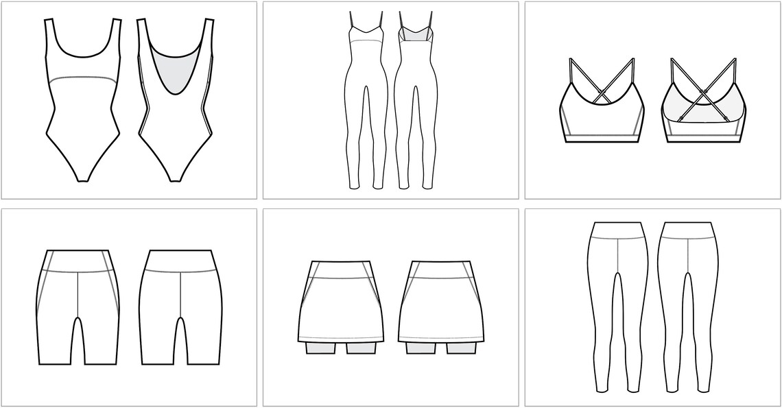 Women's Technical Drawings Activewear B/W & Colored - Etsy