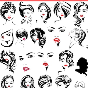 Lips SVG Lashes SVG Eyelash Svg Woman SVG Girl Svg Head Svg Face Svg Female Hair Fashion For Silhouette Cricut Cut File Png Instant Download