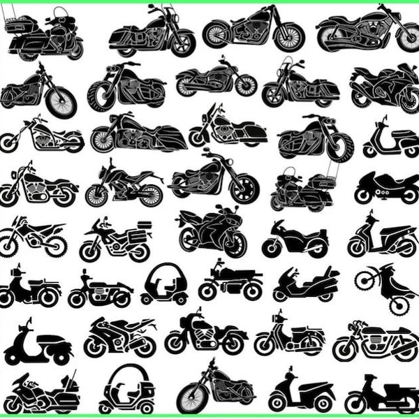 Moto Svg, Harley Svg, Svg de moto, motard Svg, Chopper Svg, moto Clipart pour Cricut pour Silhouette, Clip Art Bundle, fichier Png