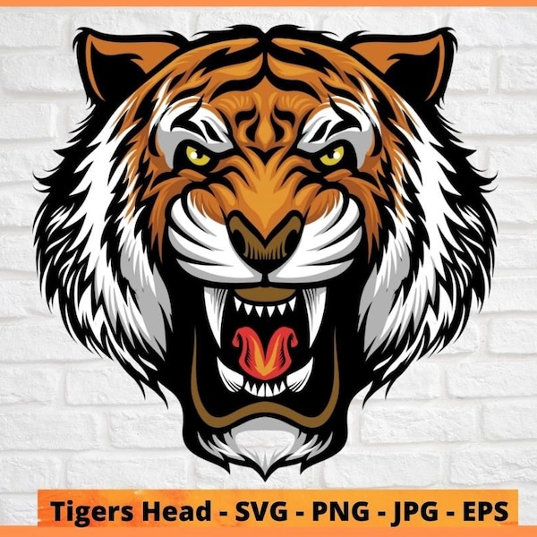 Tiger Head Svg Tigers Head SVG Tiger SVG T-shirt Svg Tiger Face SVG Tiger Png Tiger Jpg Eps For Silhouette Cricut Cut File Instant Download