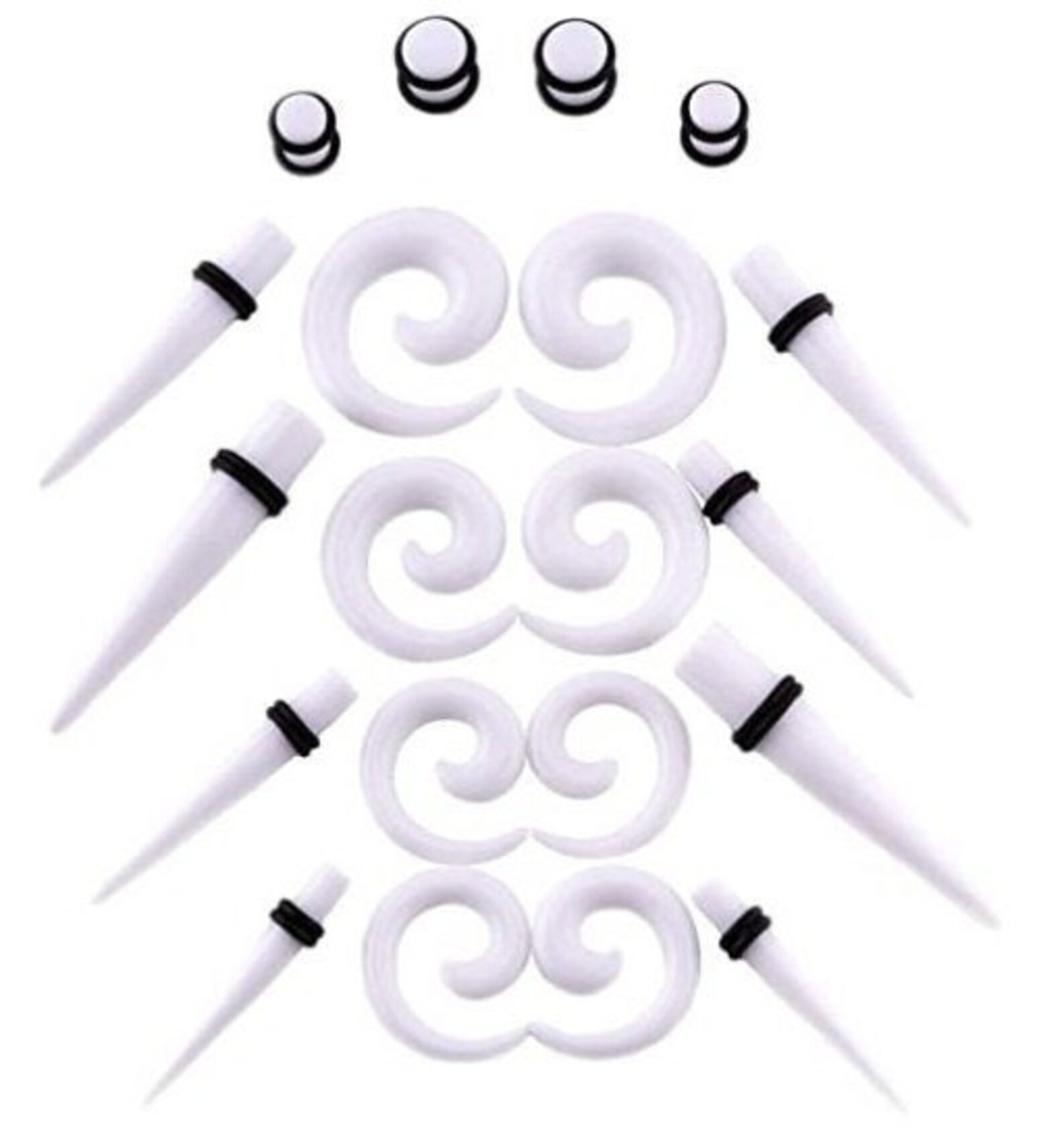 White Ear Gauging Kit Spiral Tapers Gauge With Plugs Spiral Etsy UK