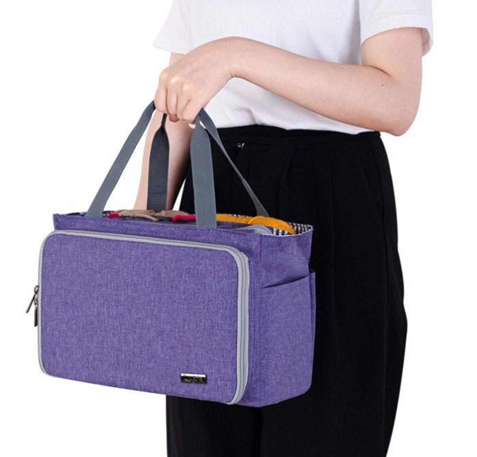 Knitting Bag Yarn Organizer Crochet Hooks Wool Needles Etsy