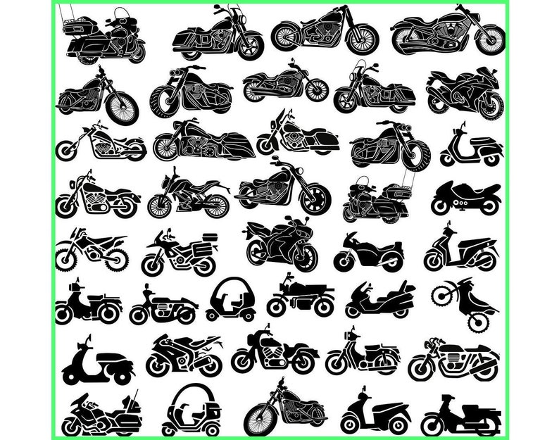 Motorcycle Svg Biker Svg Chopper Svg Harley Svg Motor Bike Svg Motorcycle Motorbike Clipart For Cricut Silhouette Clipart Bundle Png File image 1