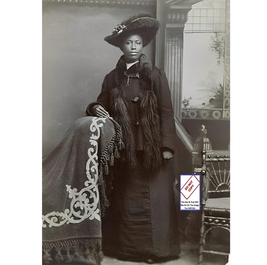 Vintage Old 1893 Victorian Era African American Black Woman Beautiful ...