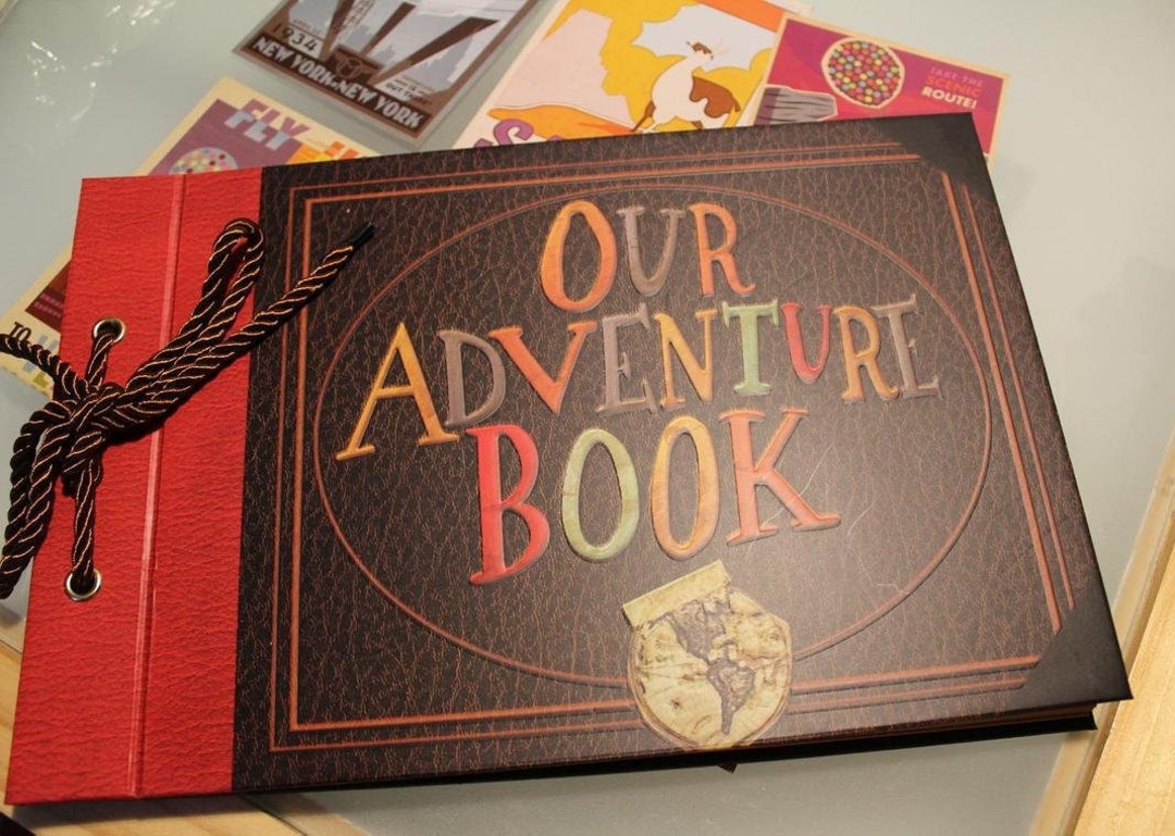 Leather Embossed Our Adventure Book, DIY Themed Scrapbook Photo Album,  Wedding Guestbook With Your Name on Leather Cover 