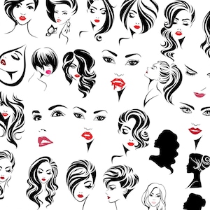 Woman SVG Girl Svg Lips SVG Lashes SVG Eyelash Svg Face Svg Head Svg Female Hair Fashion Png For Silhouette Cricut Cut File Instant Download