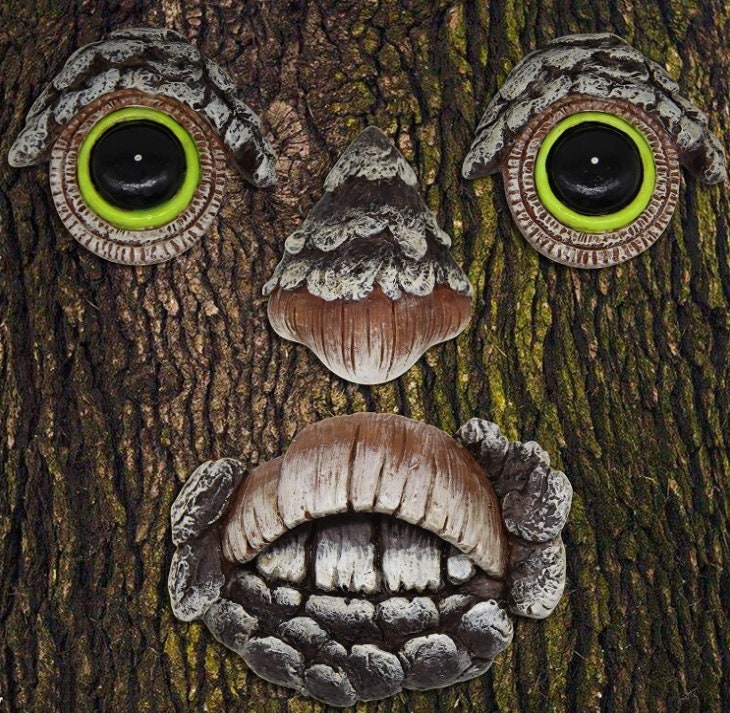 Tree Sculpture Tree Art Face Art Glow in Dark Eyes Fun Back Etsy