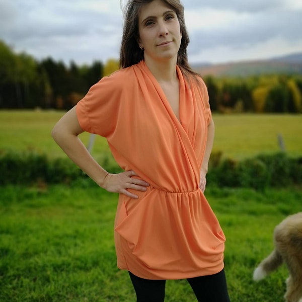 Woman Dress,  Vintage Orange Geometric Dress