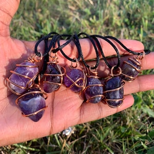 Amethyst Reiki-Infused Healing Crystal Amulet Necklace
