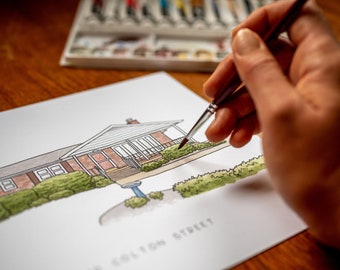 Custom HANDMADE House Portrait, Sketch or Watercolor, Housewarming-Anniversary-Birthday-Realtor Gift