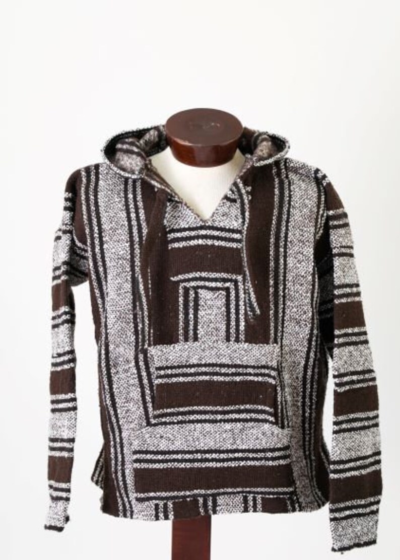 Brown Baja Hoodie Baja Pullover Mexican Throw Blanket Baja Etsy
