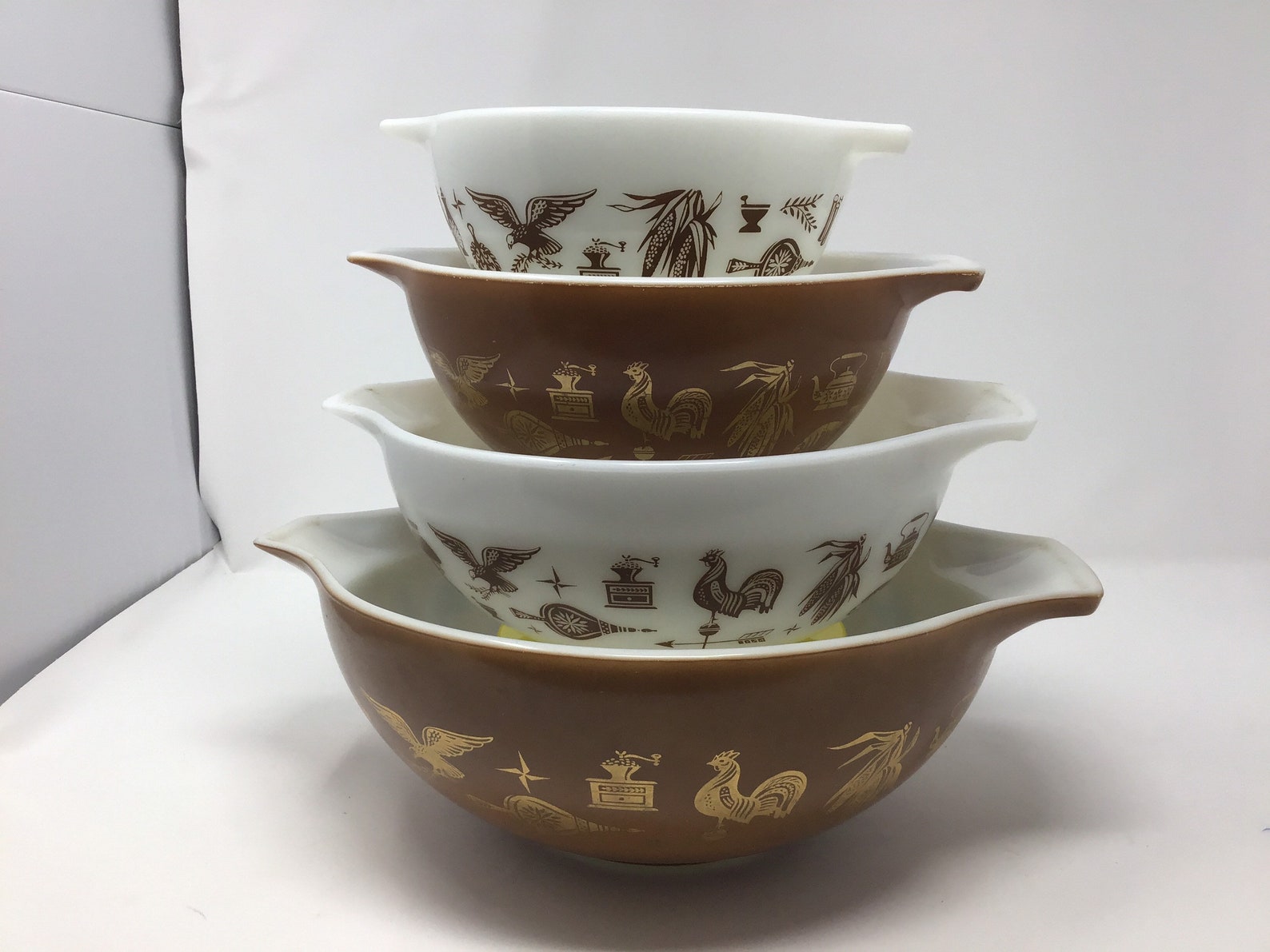 Vintage Pyrex Early American Pattern Cinderella Mixing Bowls Etsy