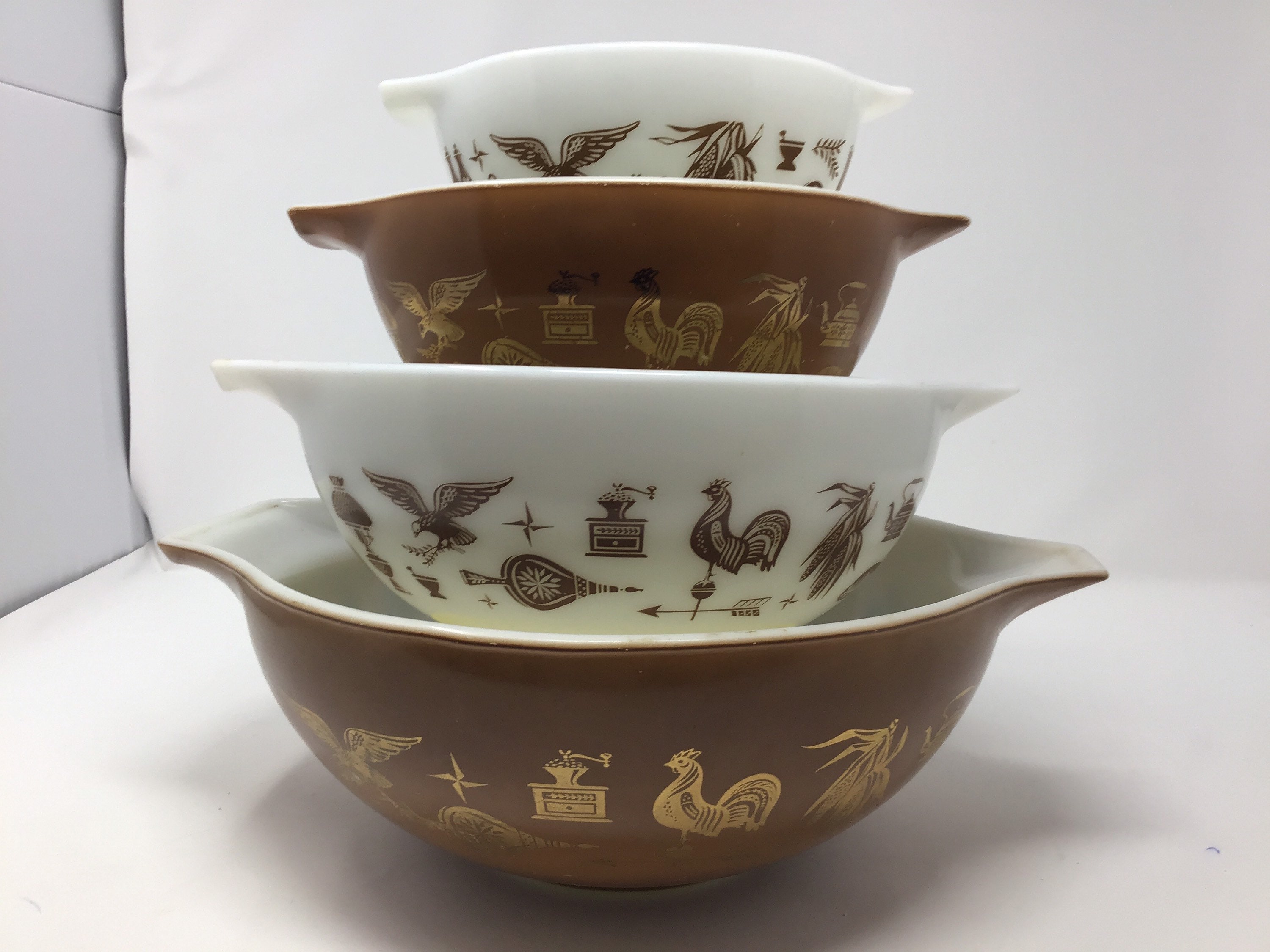 Vintage Pyrex Early American Pattern Cinderella Mixing Bowls Etsy UK