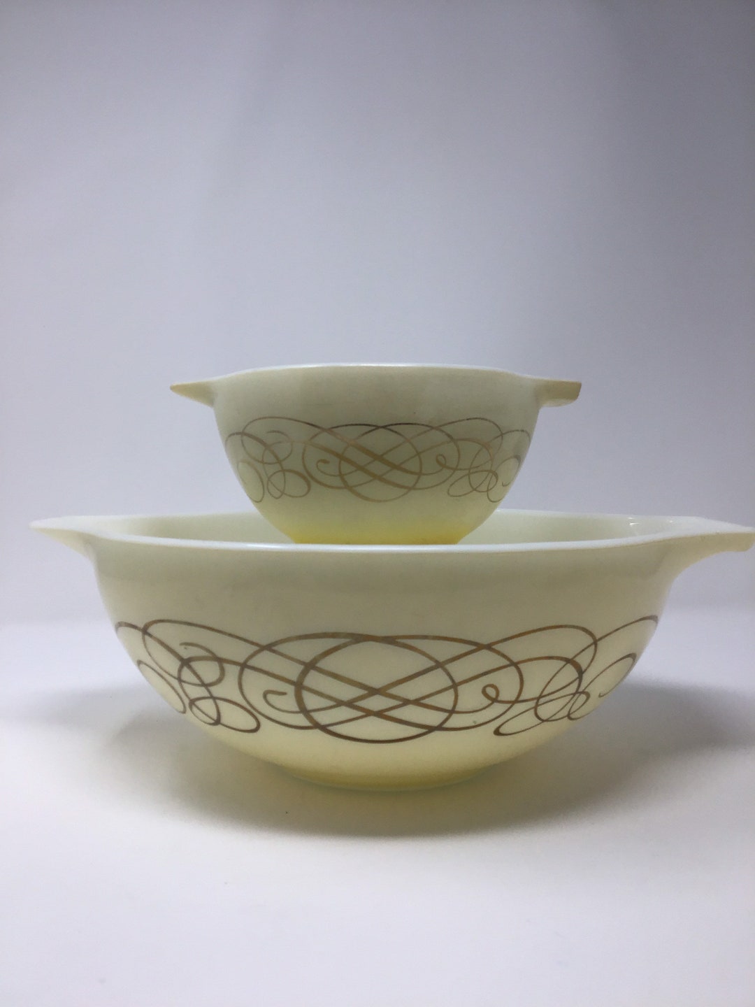 1959 Vintage Pyrex Chip and Dip Set Scroll Pattern 444 and 441 Etsy