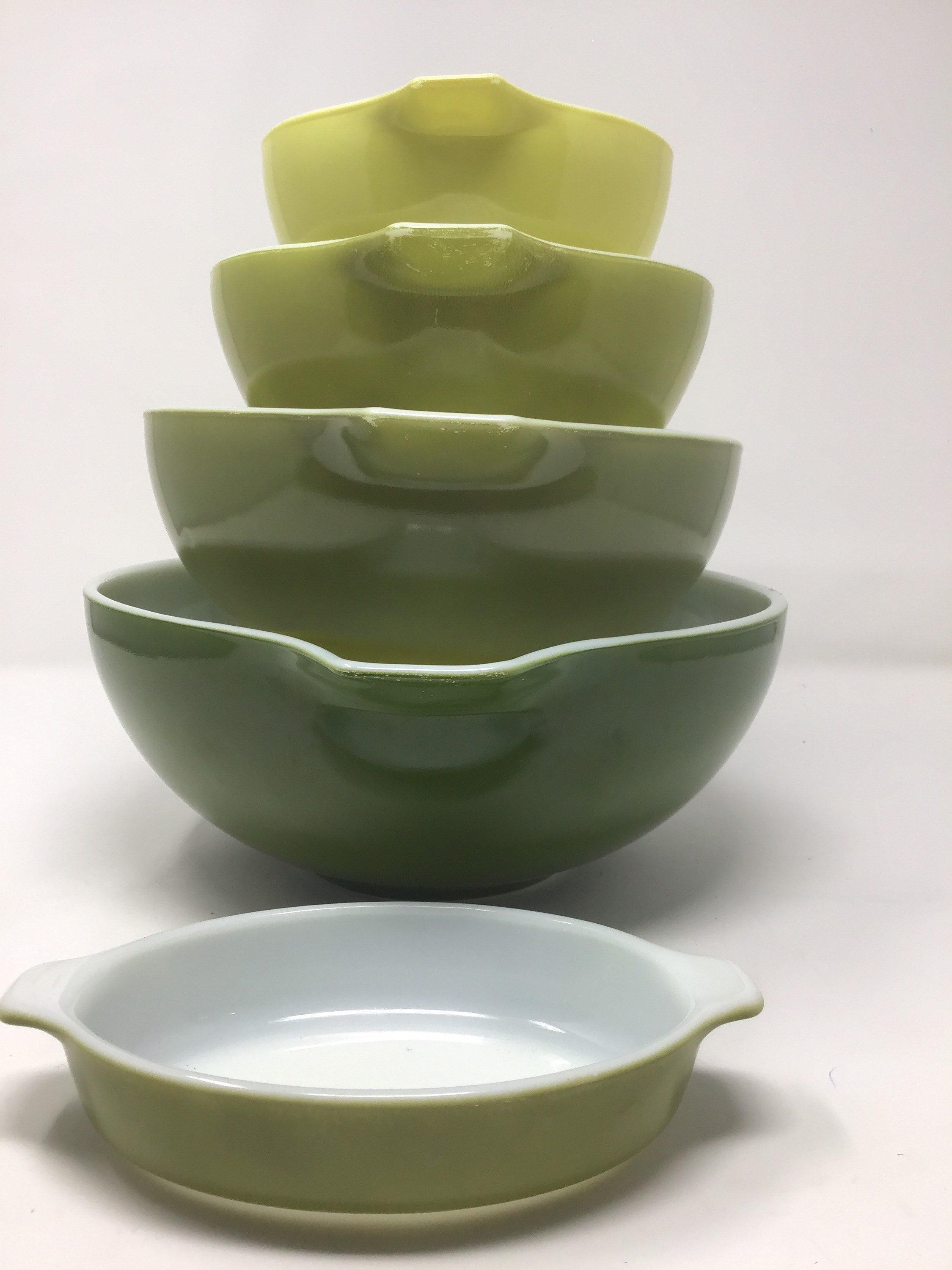 Vintage 1960 Pyrex Verde Green Pattern Cinderella Mixing Bowls Etsy