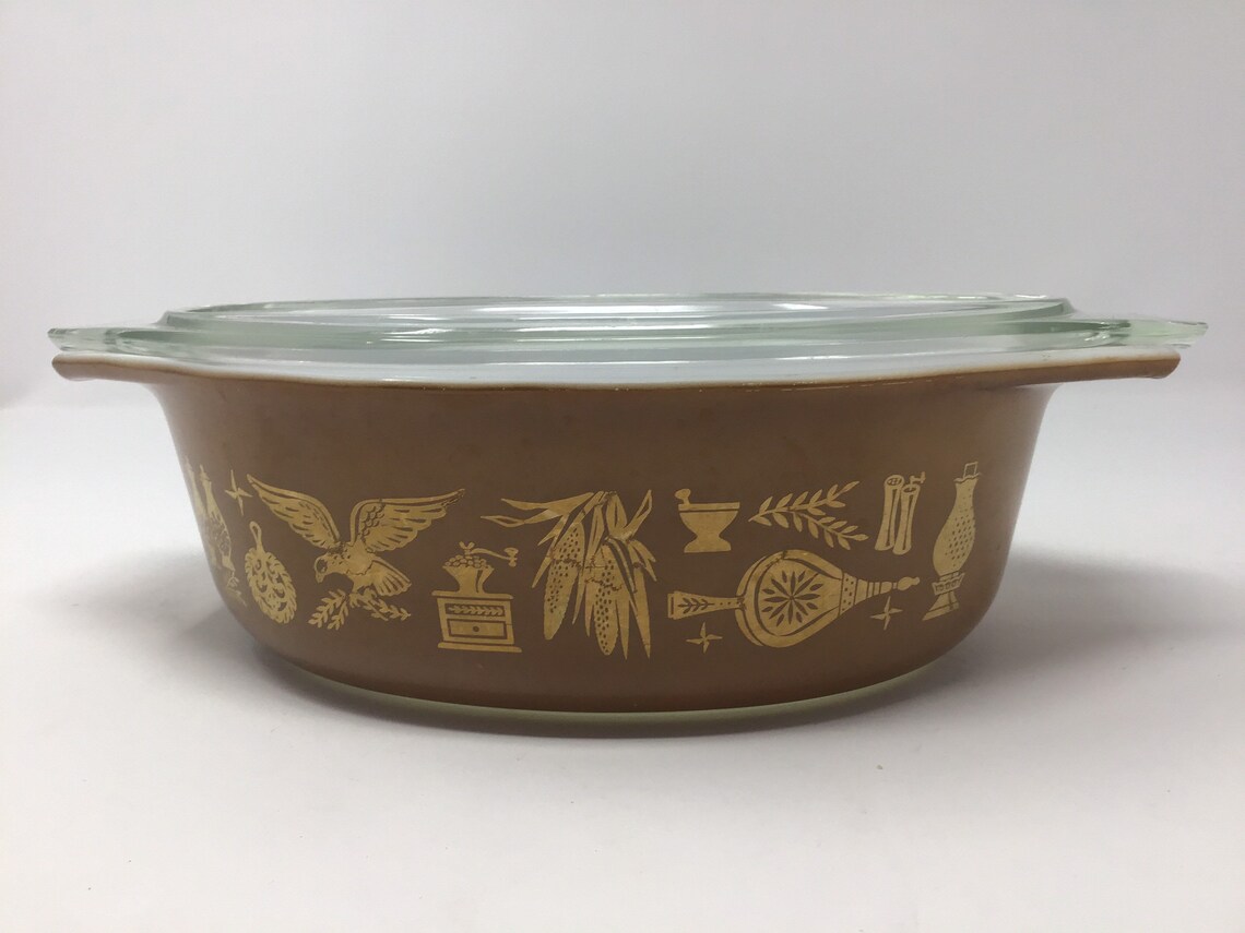 Vintage Pyrex Early American Pattern 1 1/2 Quart Casserole Etsy