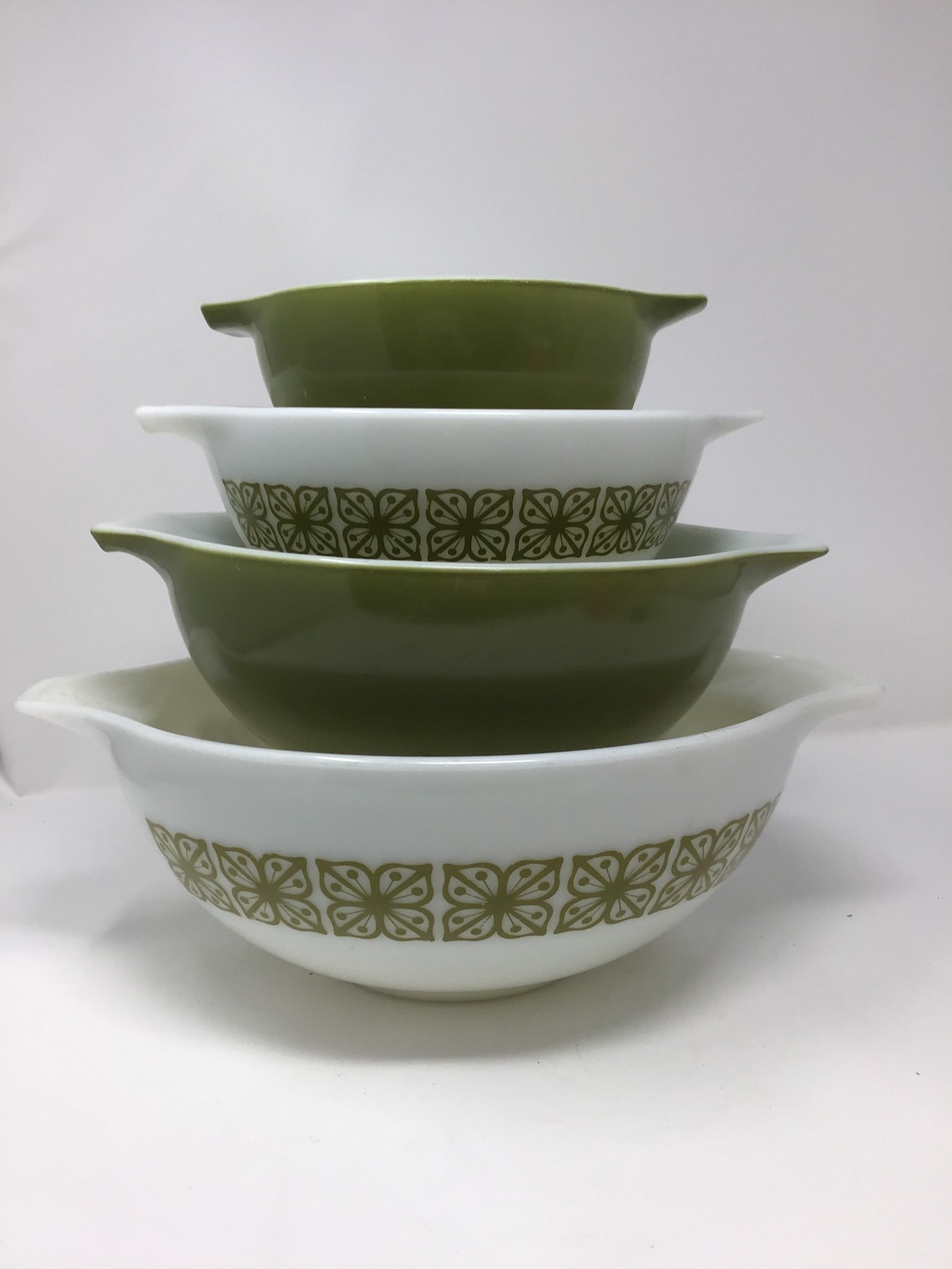 1960s Vintage Pyrex Verde Green Flowers Pattern Cinderella Etsy