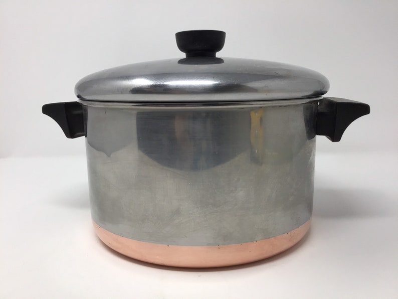 Vintage Revere Ware Copper Bottom 6 Quart Stock Pot with Lid Etsy
