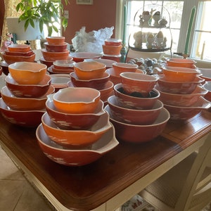 Vintage Pyrex Autumn Harvest Pattern, Sets of Cinderella and Nesting Bowls! Singles 444, 403, 401, or I have faded or scratched singles!