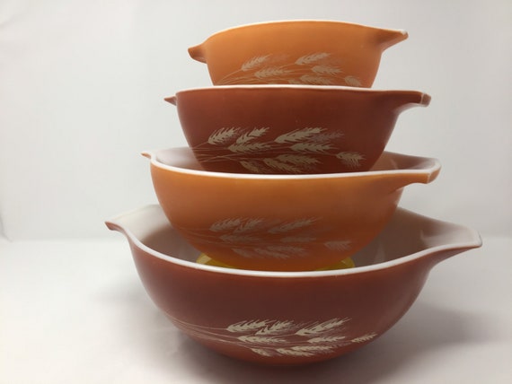 Vintage Pyrex Autumn Harvest Wheat Pattern 444 443 442 and 441 | Etsy