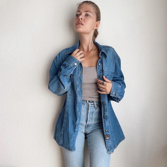 Majesda® - Vintage Gradient Denim Stitching Jacket