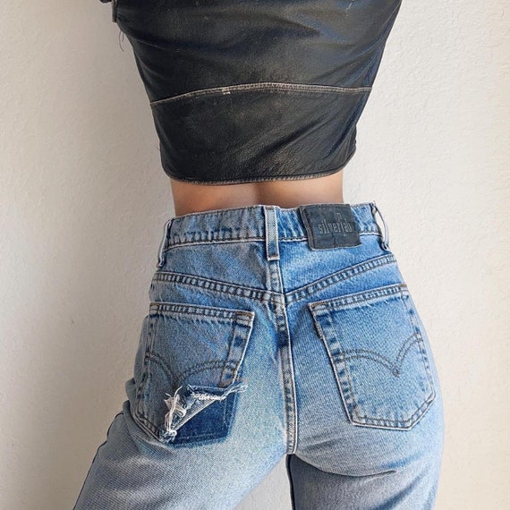 Vintage Levis Jeans: Light Wash Bell Bottoms, Distressed Denim