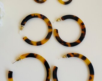 2-5cm Chunky Hoop Earrings, Tortoise Shell Hoop Earrings, Acetate Hoop Earrings, Resin Hoop Earrings, Lightweight Colorful Statement Hoops