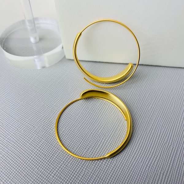 14K Gold  Vintage hoop earrings, gifts for her, 14K gold filled with copper, big hoops