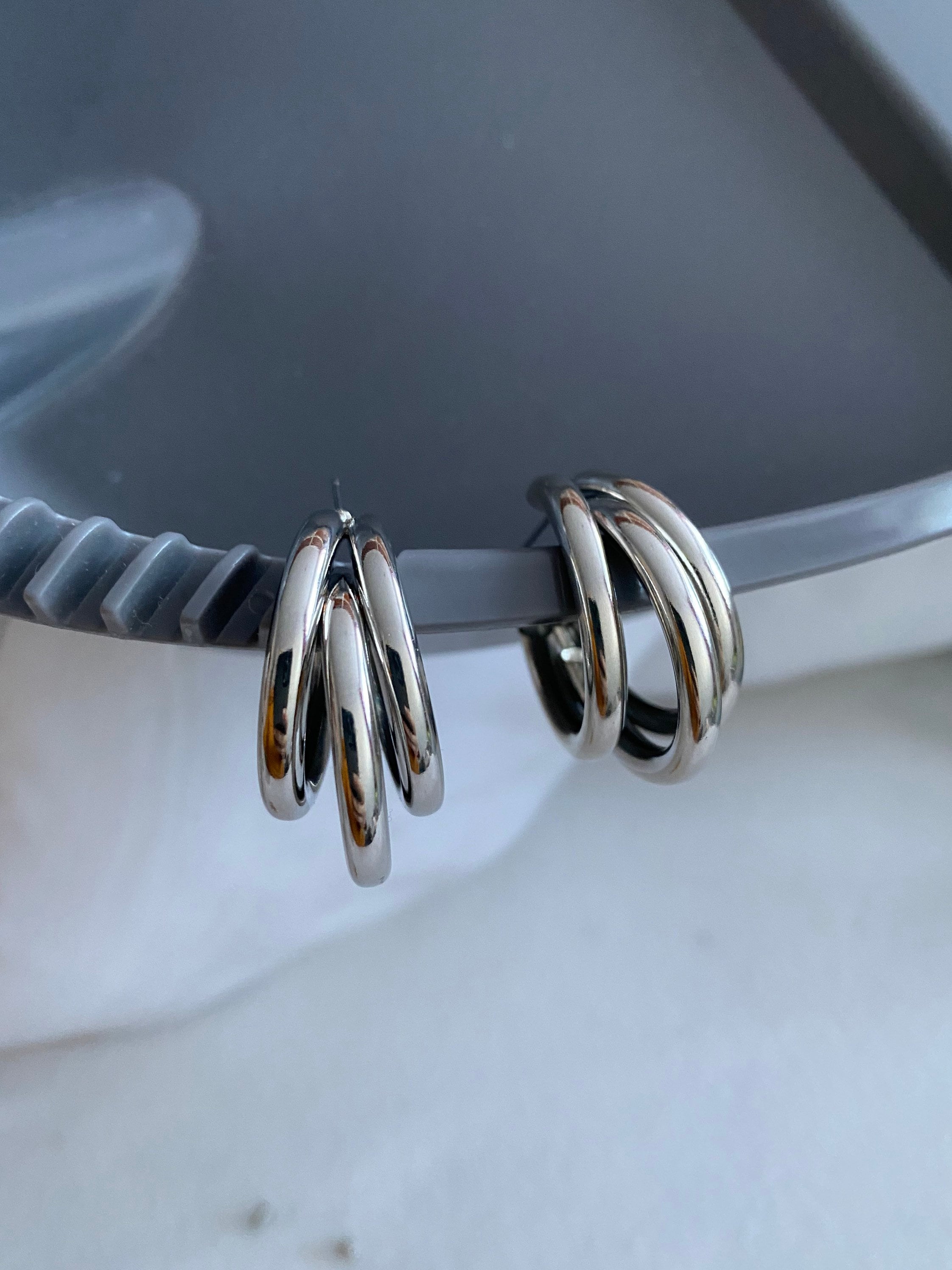 Gold Triple Hoop Earrings main image 0