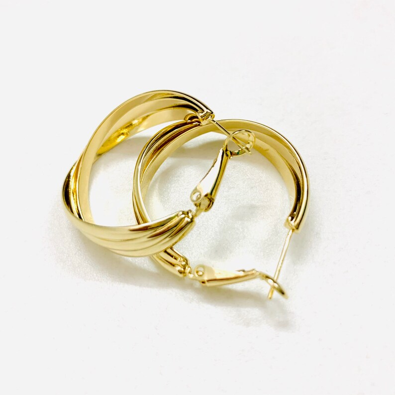 14K Gold Twist Hoop Earrings three hoop earrings small hoop Etsy