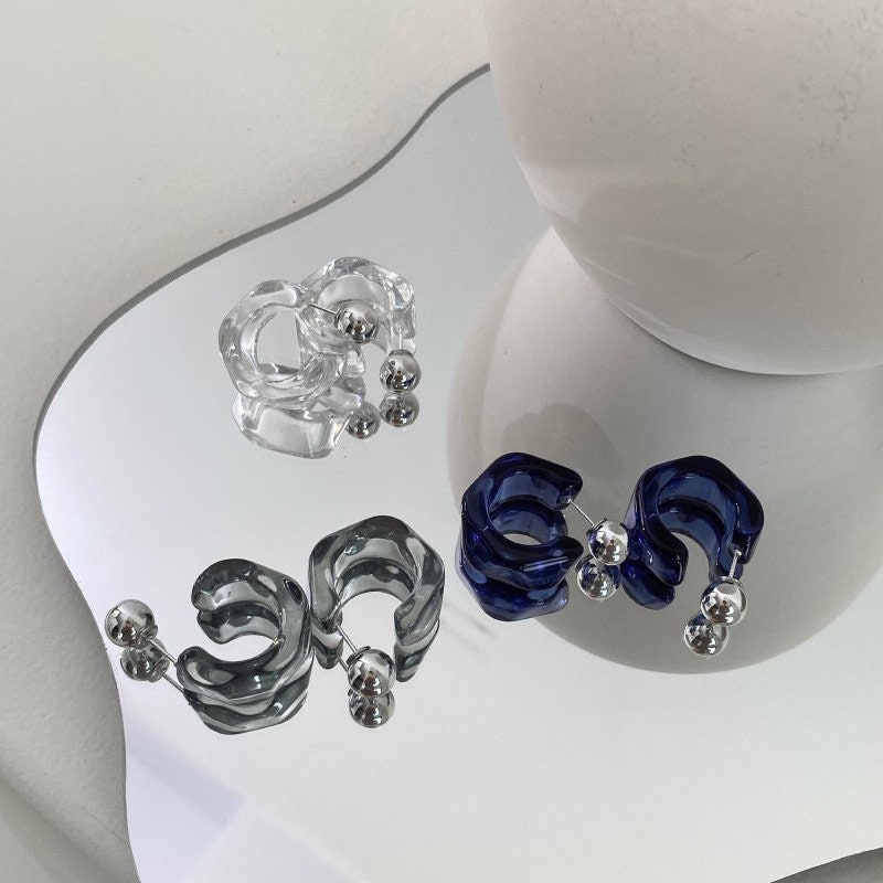 Agelloc Acrylic Mottled Hoop Earrings Acrylic Earrings Geometric Natural Resin Earring Studs for Women Girls Lovely Gifts at Valentine's Day