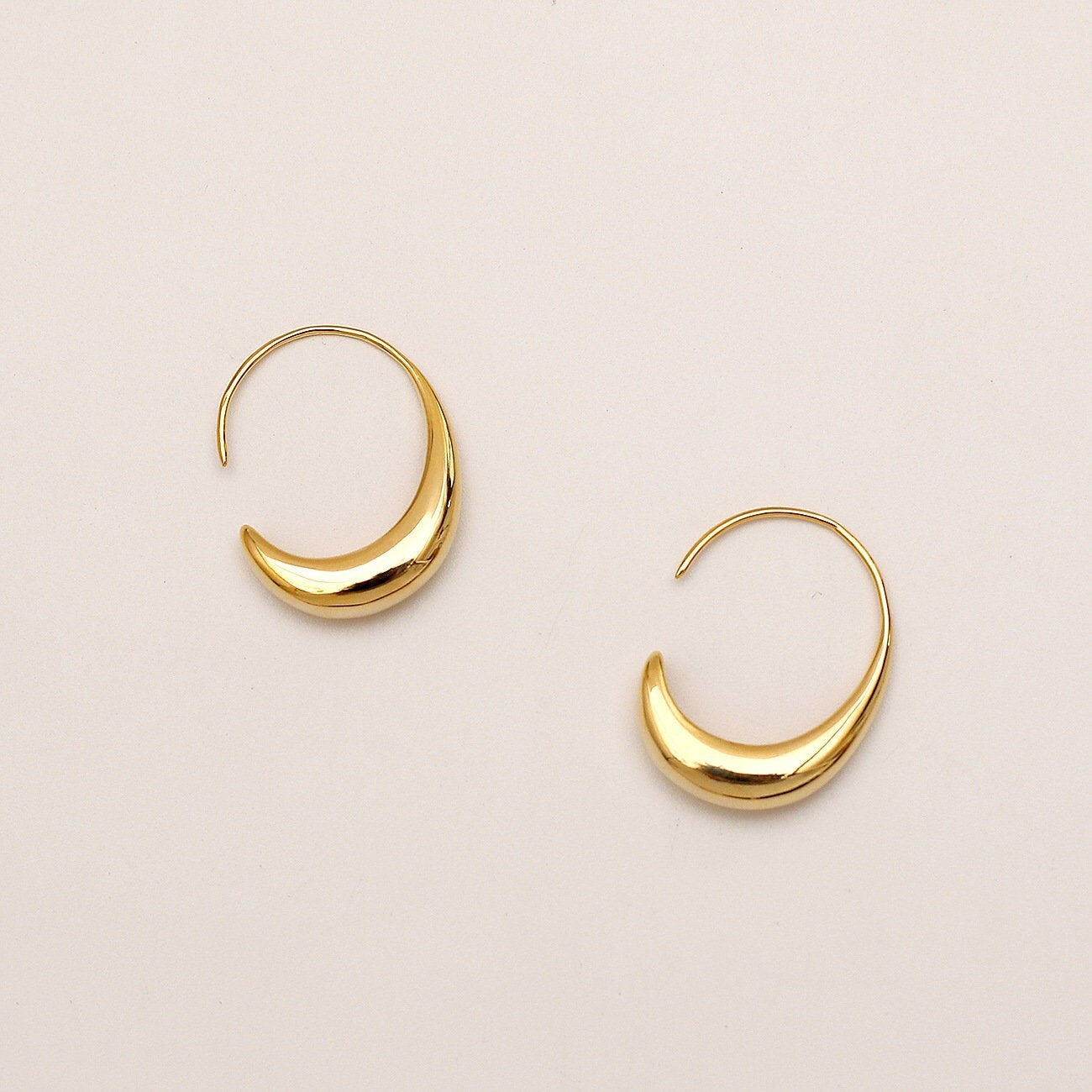 14K Gold Small Teardrop hoop Earrings Waterdrop Earrings | Etsy