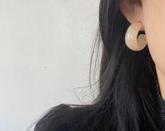 2.5cm Acrylic Hoop Earrings, Tortoise Shell Earring; Colorful Resin Hoop Studs, Small Hoop Earrings, Minimalist Earring, Geometric Earrings