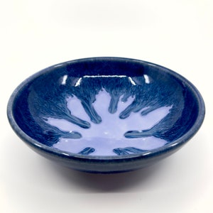 Molten blue bowl, wheel thrown ceramic dish, handmade